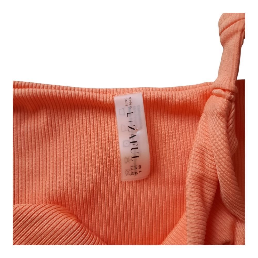 Zaful Coral Ribbed Bikini Bottom - Picture 2 of 3